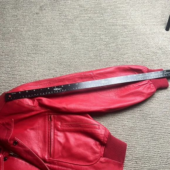 Vintage Michael Hoban North Beach Leather Red Cropped Style zip up Jacket SZ 5/6 - Picture 11 of 11